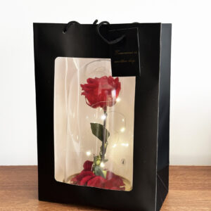 Стабилизированная роза в стеклянном куполе с LED-подсветкой в подарочной упаковке